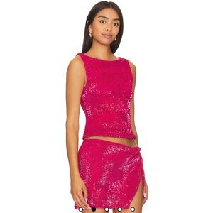 Lovers + Friends Pink Sequin Top